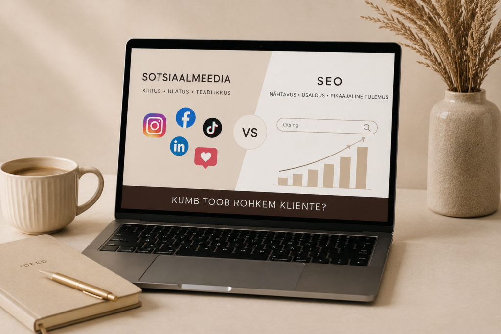 sotsiaalmeedia vs SEO võrdlus Eesti ettevõtetele