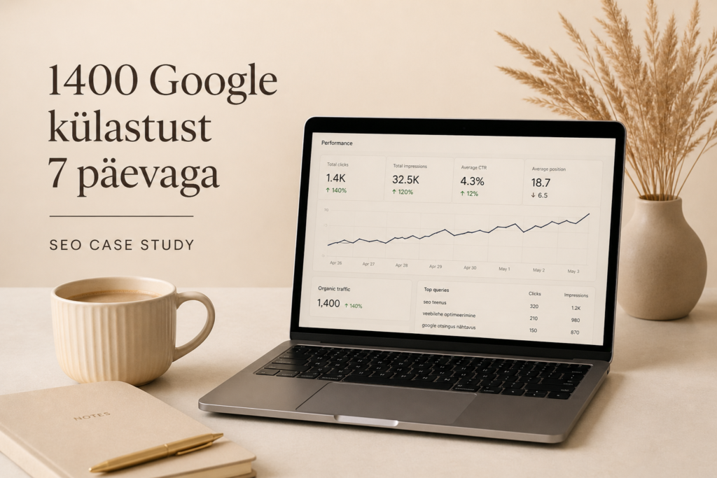 SEO case study 1400 Google külastust 7 päevaga